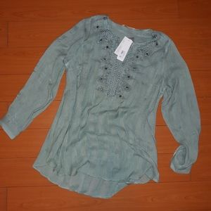 NWT Boho Tunic Top Dusty Aqua